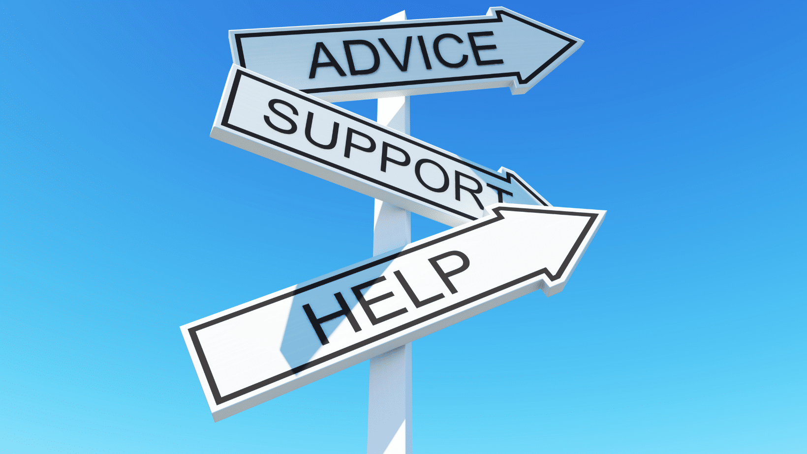 pancarte avec marqué %22help %22support %22advice%22
