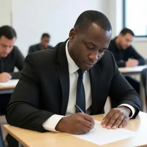homme qui passe un examen